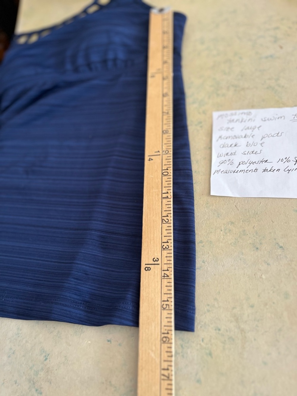 Mossimo tankini swim top size large dark blue removable pads side “bones” - Picture 4 of 7